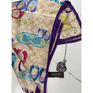 Holiday Set.  Coach Silk Scarf and a Coach Poppy Necklace